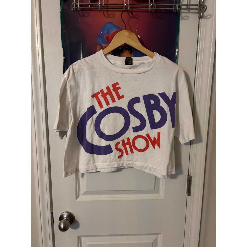 Vintage The Cosby Show Cropped Graphic T-Shirt Anvil White Cotton Made in USA OS